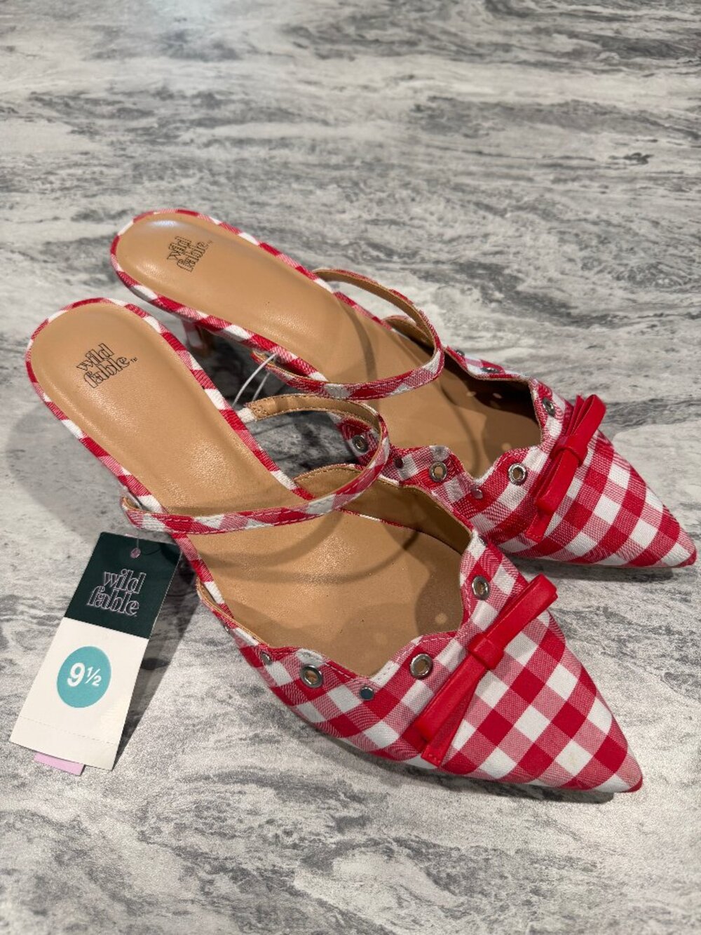 Women's Lysandra Gingham Eyelet Kitten Heels - Wild Fable Red 9.5